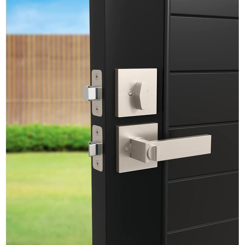 Mega Handles ROBELL Square Entry Lever and Deadbolt Combo | Front Door Lock Set | Modern Stainless Steel | Keyed Door Lever