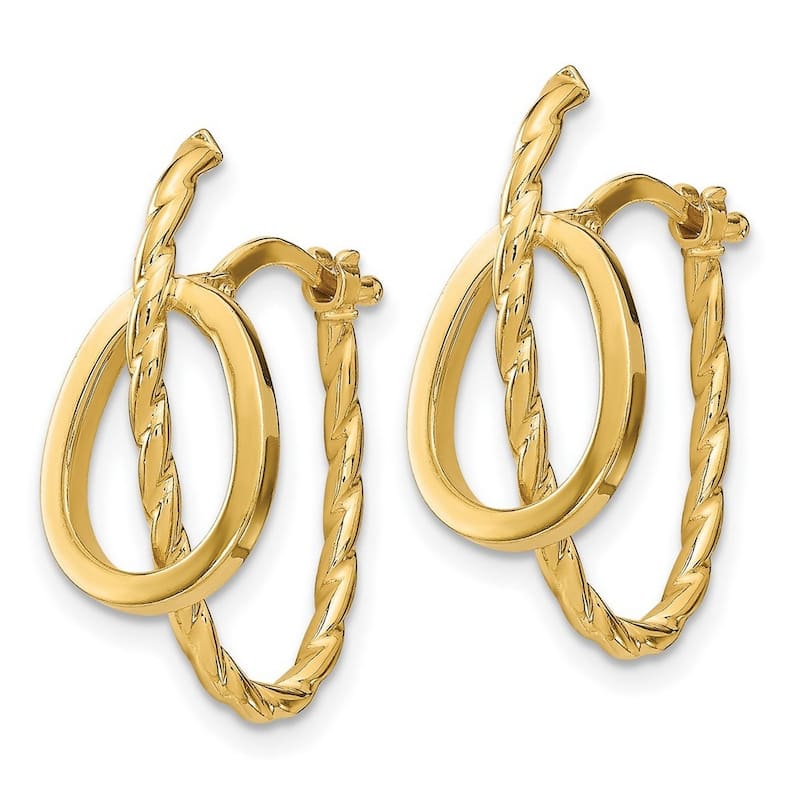 Curata 15mm 14k Gold Polished Hoop Earrings Jewelry Gifts for Women