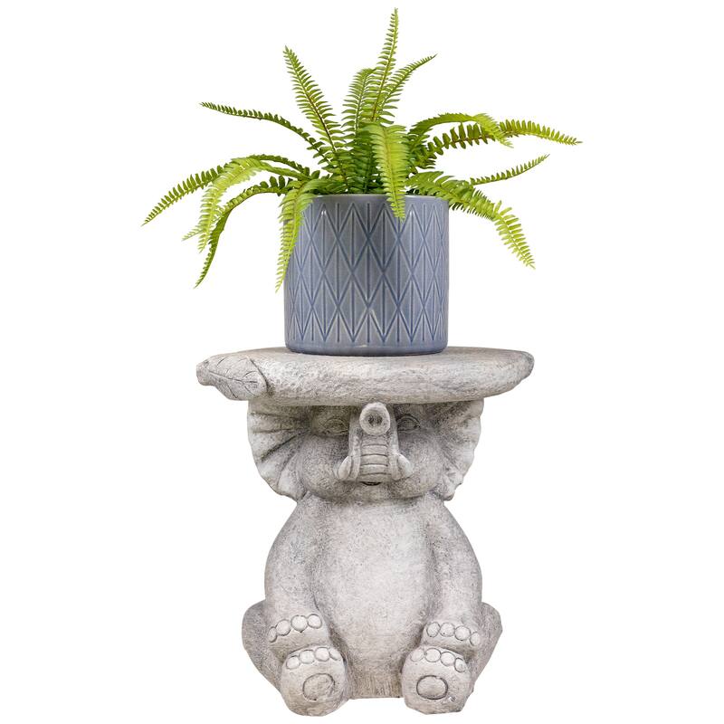 Elephant Outdoor Garden Plant Stand - 12.25" - Gray
