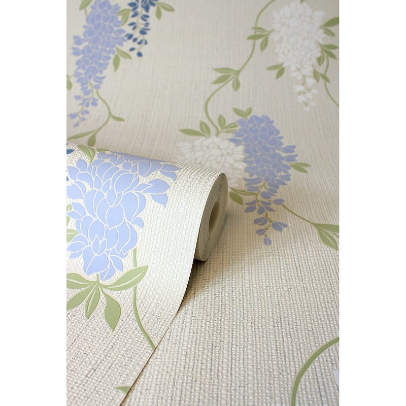 Fine Decor Aisla Blue Wisteria Wallpaper
