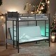 preview thumbnail 2 of 12, Artsy Twin over Full Metal Bunk Bed with futon and integrated side ladder, Multi-Function, Black