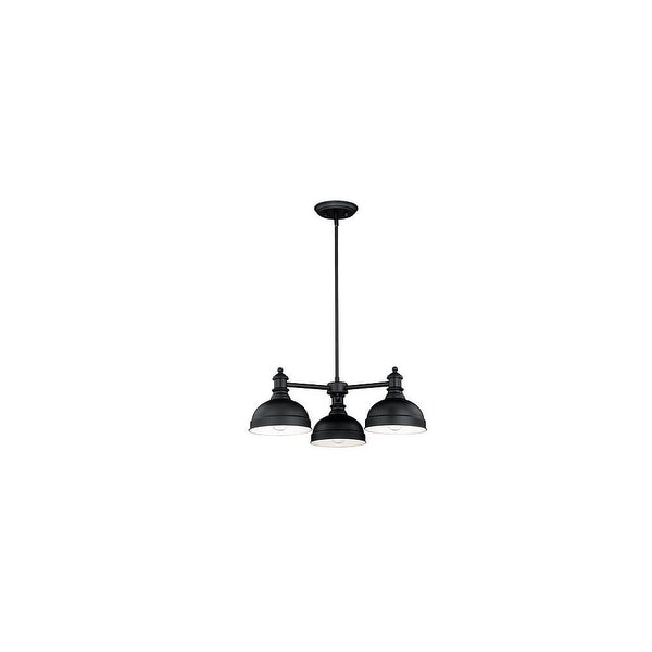 Vaxcel Lighting H0169 Keenan 3-Light Single Tier Chandelier with Black Metal Shades - Oil Rubbed bronze