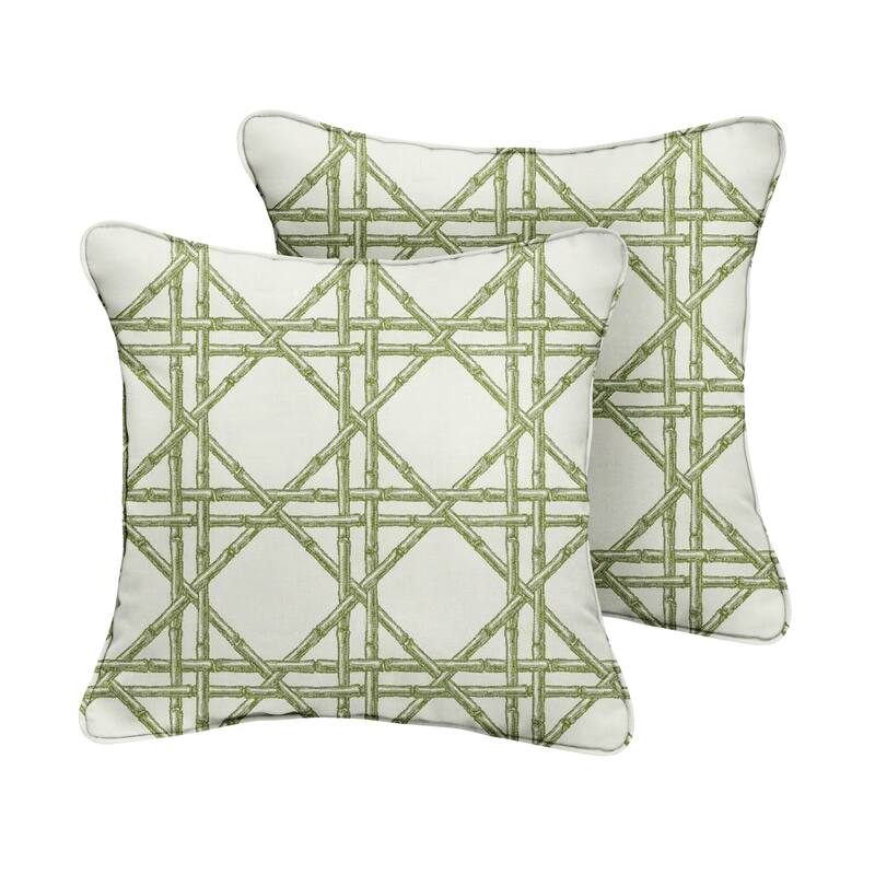 Sorra Home Sunbrella Bamboo Graphic Indoor/Outdoor Corded Square Pillows (Set of 2)