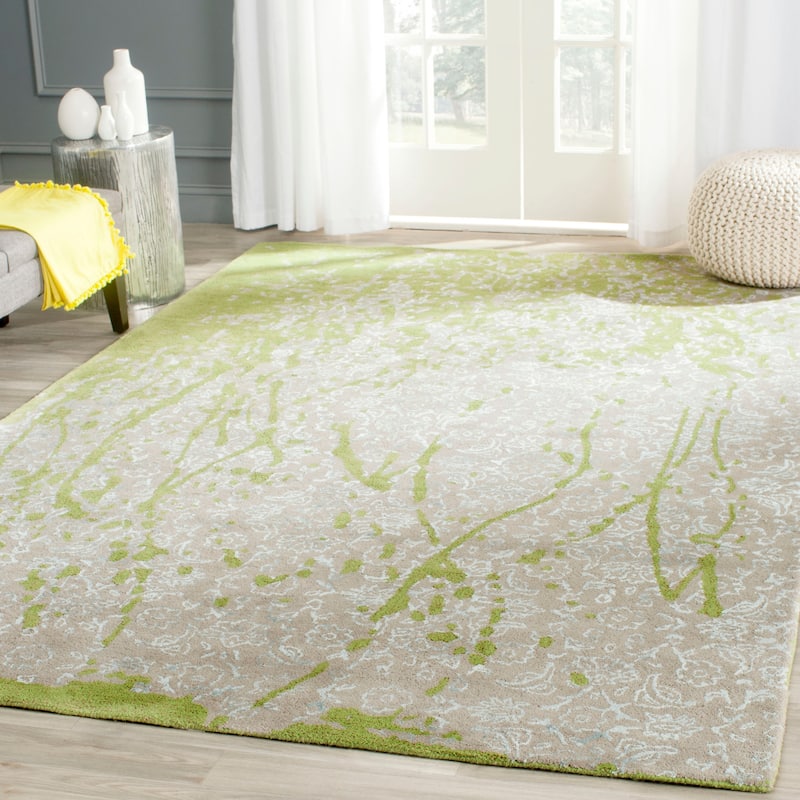 SAFAVIEH Handmade Bella Fitnat Modern Floral Wool Rug - 4' x 6' - Silver