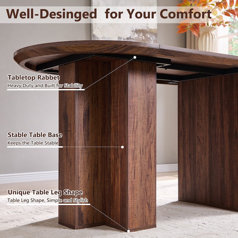 Modern 63" Oval Dining Table, Kitchen Table with Sturdy T-Shaped Base