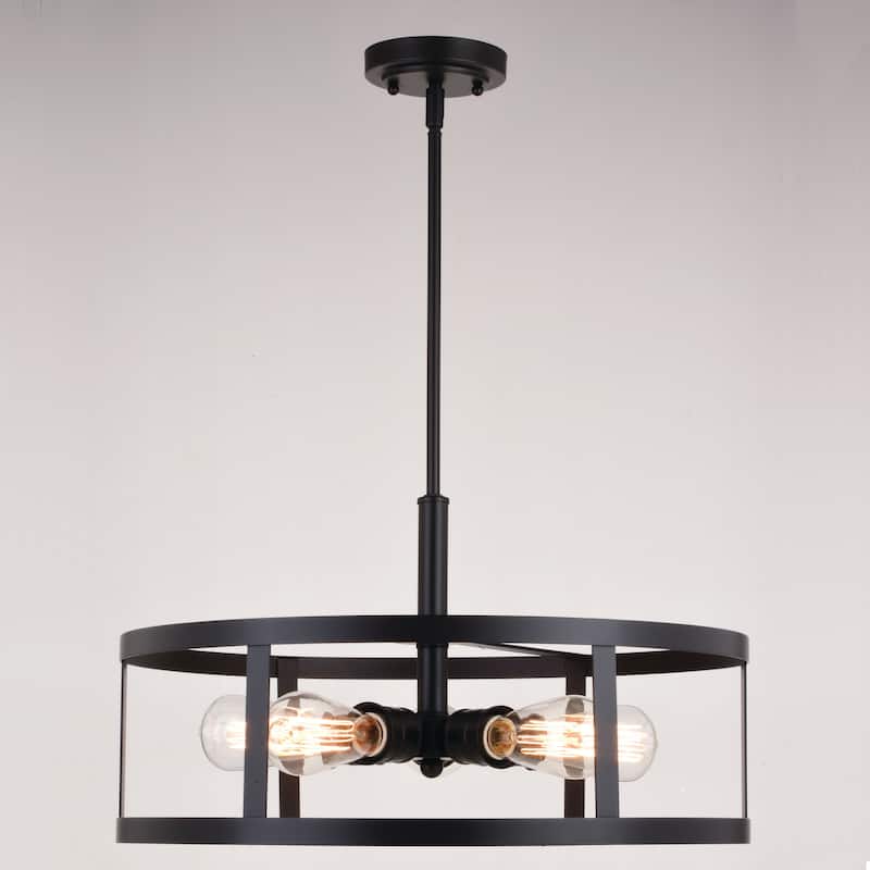 Akron 5L Oil Rubbed Bronze Drum Cage Farmhouse Pendant Light - 20-in W x 16.75-in H x 20-in D