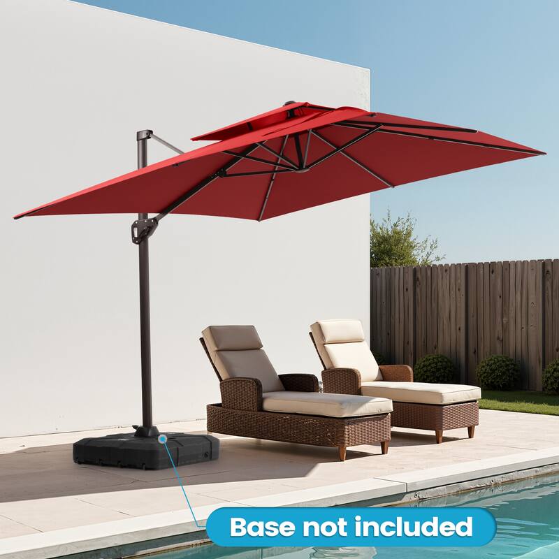 11 × 9 ft Outdoor Patio Cantilever Offset Dual Top Umbrella