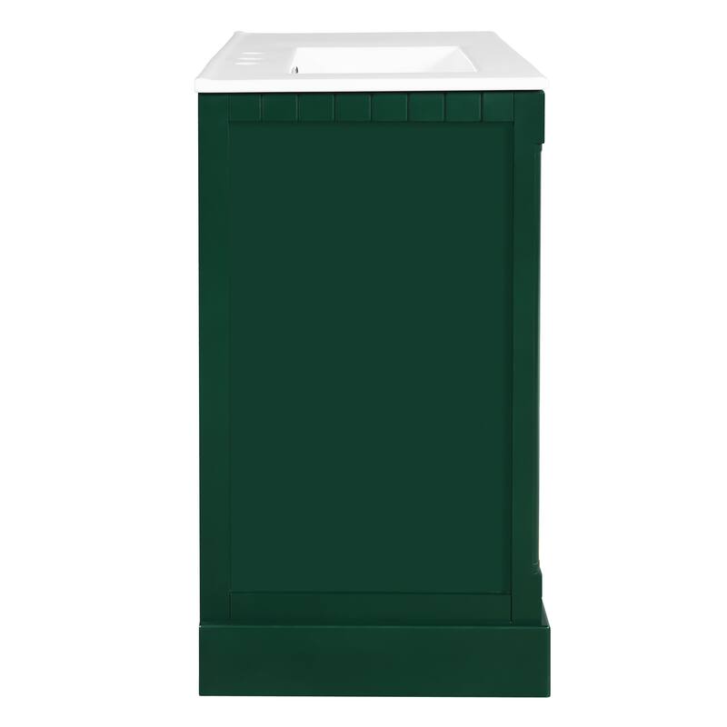 Roomfitters 36 Inch Bathroom Vanity with Sink, Modern Storage Cabinet with Adjustable Shelf and Drawers, Green