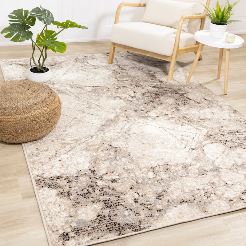 Covington Collection - Beige Marble Rug - 7'10" x 10'6"
