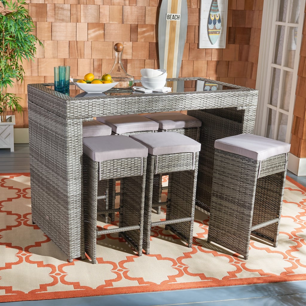 SAFAVIEH Yahaira 7-Piece Outdoor Patio Dining Set - 59Wx28Dx42H