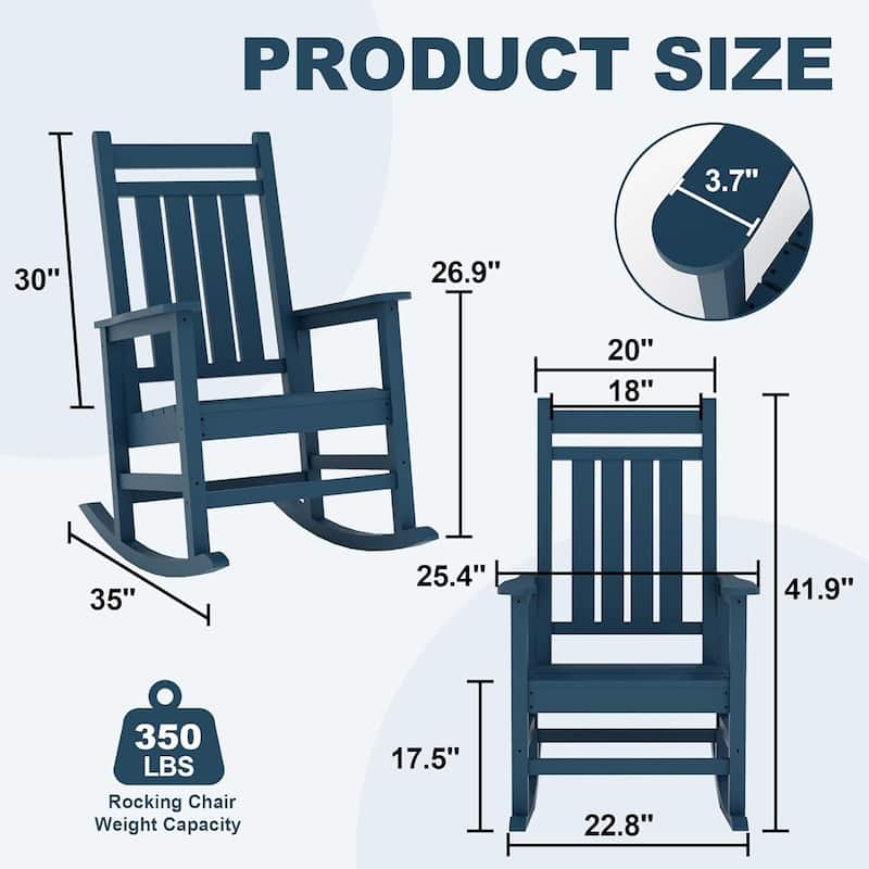 2PCS Patio High Back Porch Rocking Chair for Outside