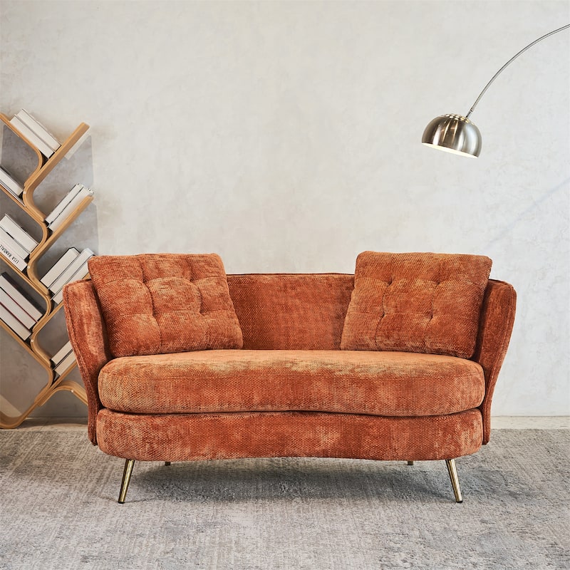 Polyester Fiber Loveseat Sofa Upholstered Couch - Orange