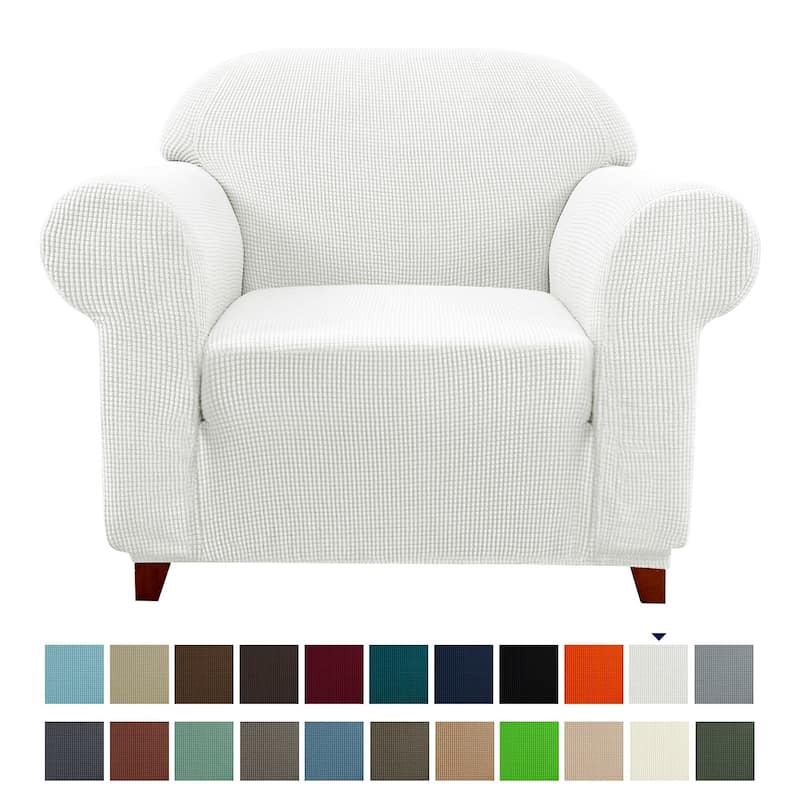 Subrtex 1-Piece Sofa Cover Stretch Soft Couch Loveseat Slipcover - Armchair - White