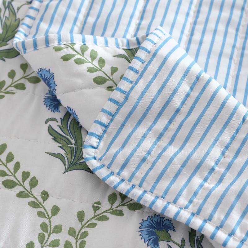 Martha Stewart Chloe Green Cotton Reversible Quilt Set