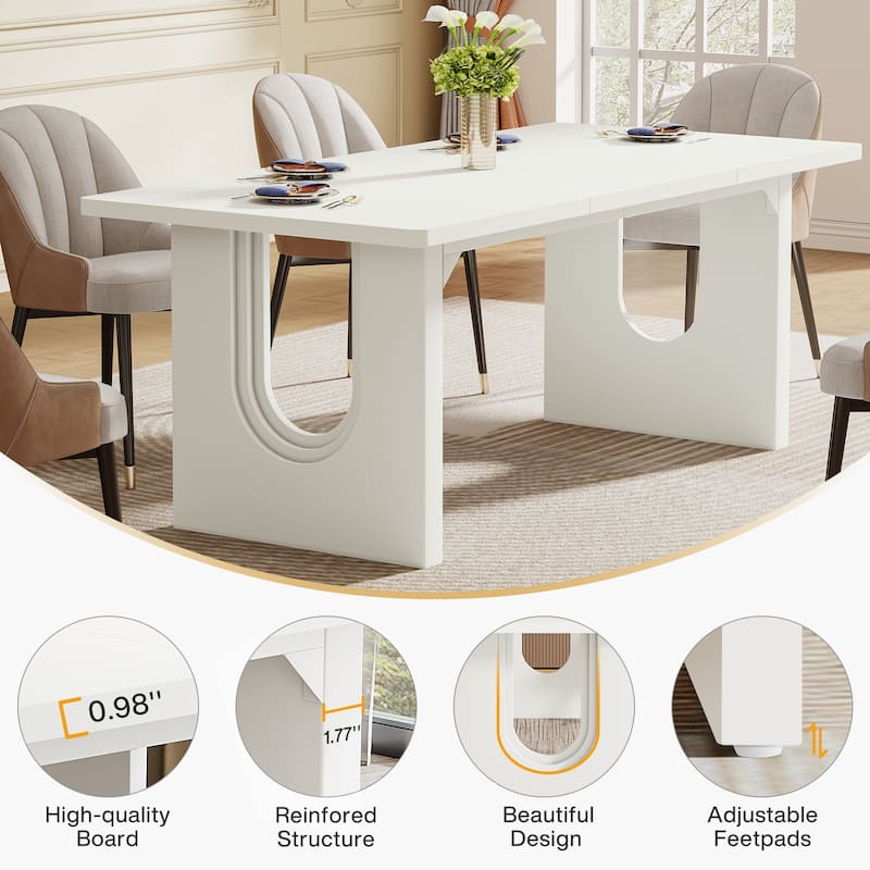 70.89" Rectangle Dining Table for 6-8 People, Modern Simple Wood Kitchen Table