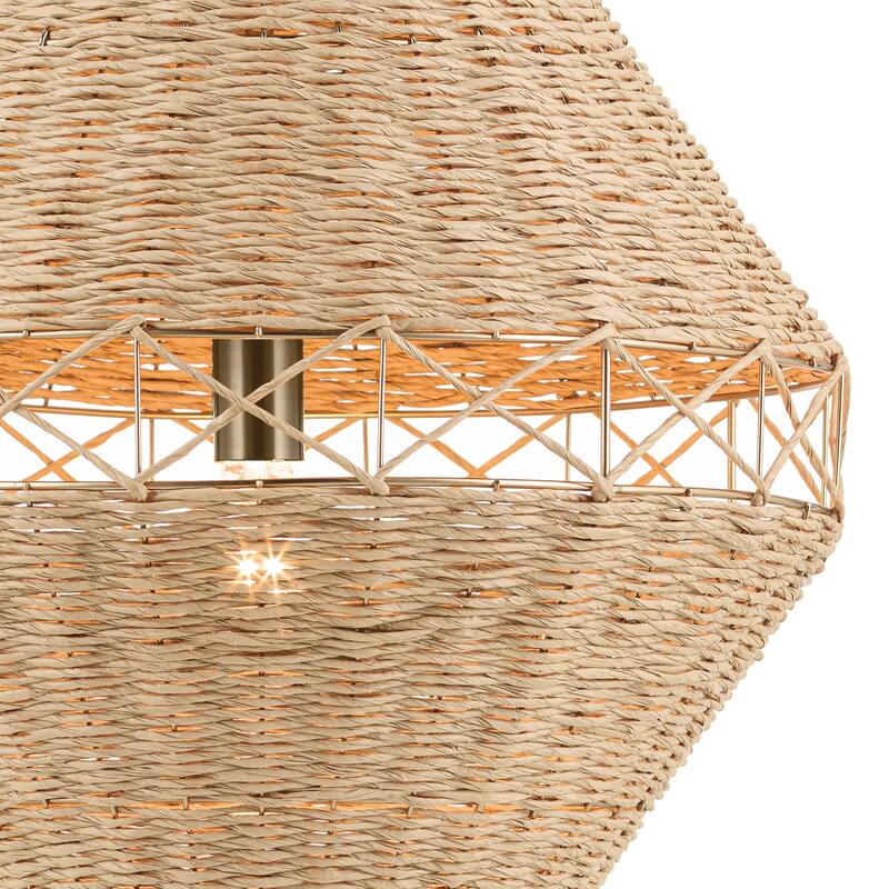 Kichler Lighting Lulo 20 Inch 1 Light Pendant with Handwoven Natural Cord in Champagne Bronze