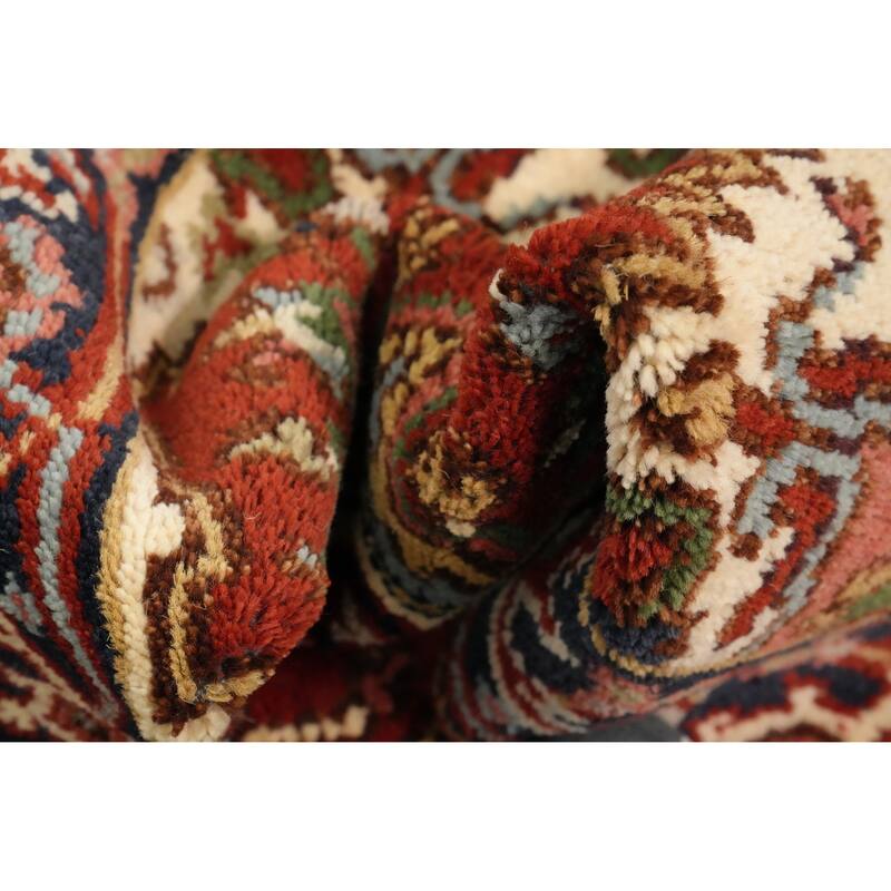 Hand Knotted Oriental 100% Wool Carpet Traditional Geometric Oranges & Rust Heriz (serapi) Runner Rug - 5' 9'' X 2' 5''