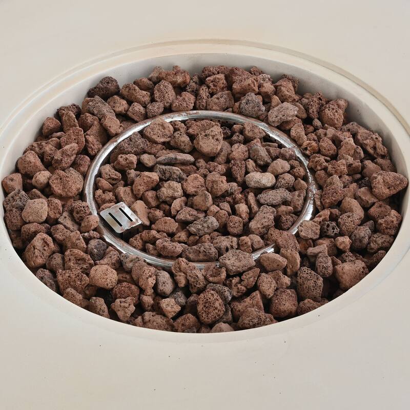 38.19" Propane Outdoor Fire Pit with Vertical Stripe Design, 50000 BTU Round Fire Pit Table with Steel Burner, Flame Control