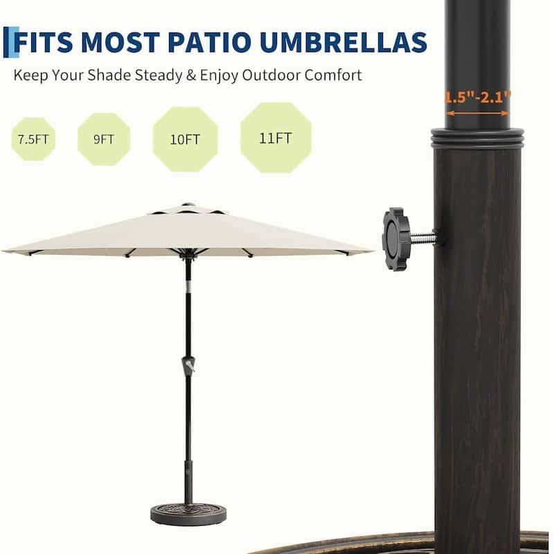 Round Patio Umbrella Base, 26.5 lb Weighted Stand Adapter for 1.5"-2.1" Poles, Fits 7.5-11FT Umbrellas