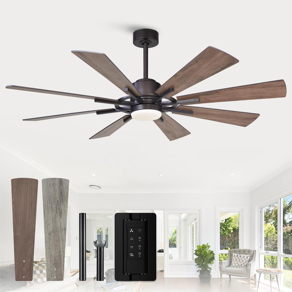 60" Oil-rubbed Bronze Large Windmill Ceiling Fan with Light and Remote - 60 Inches