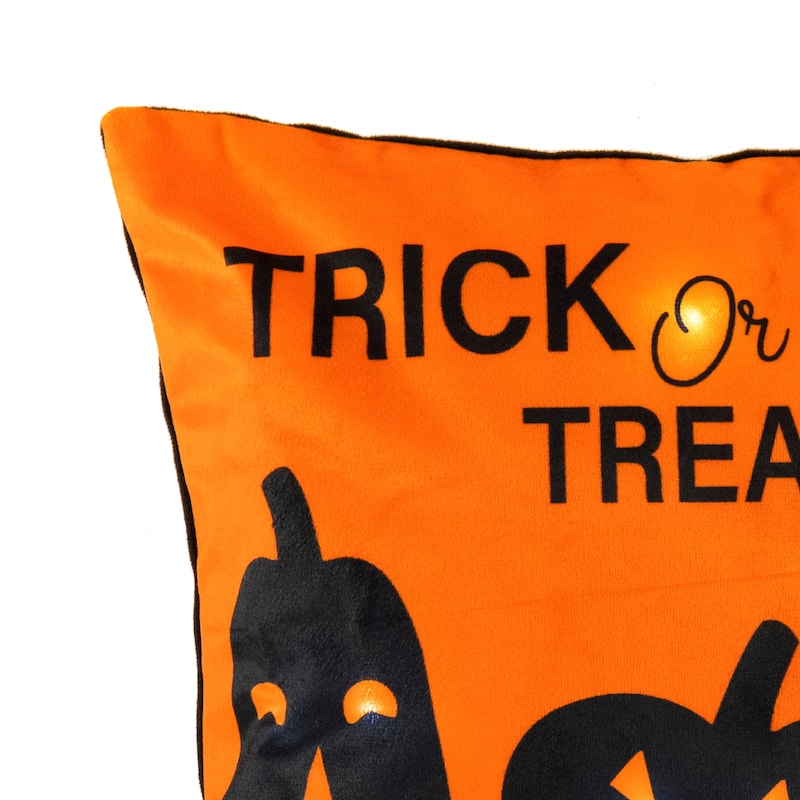 Lush Decor Trick Or Treat Pumpkin LED Decorative Pillow Single