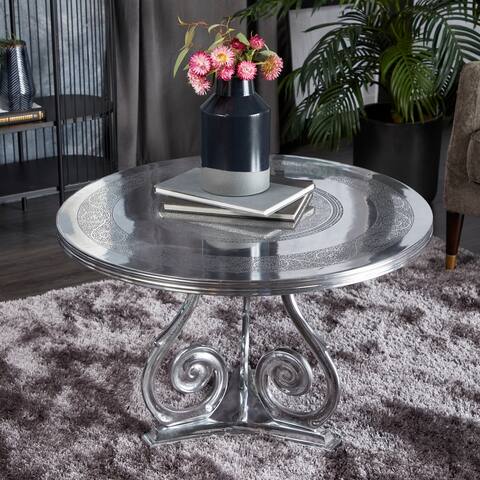 Silver Aluminum Traditional Coffee Table - 31 x 31 x 21