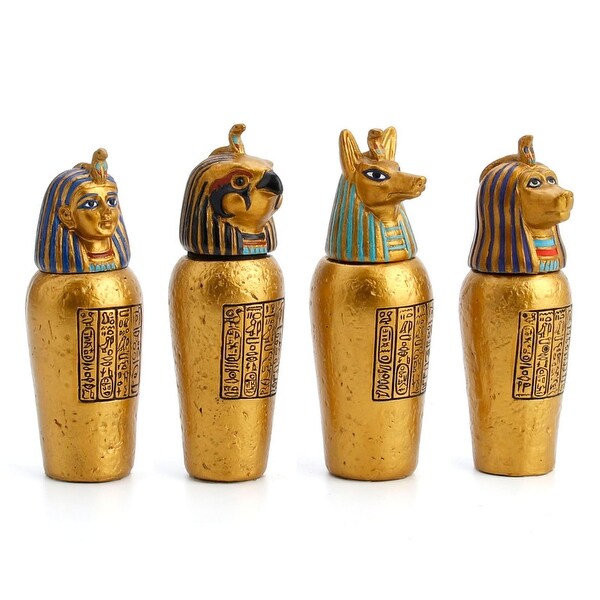 3.54 inches H Multicolor Four Egyptian Canopic Jars (Imsety