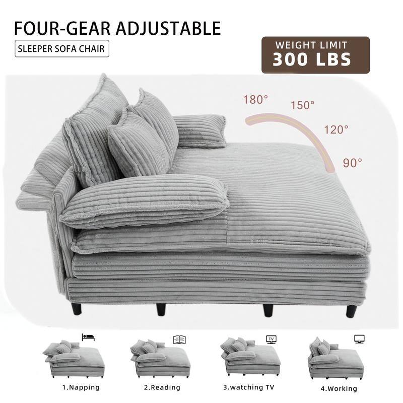 54.75" W Oversized Chaise Lounge Chair,Fluffy cushioned sofa bed