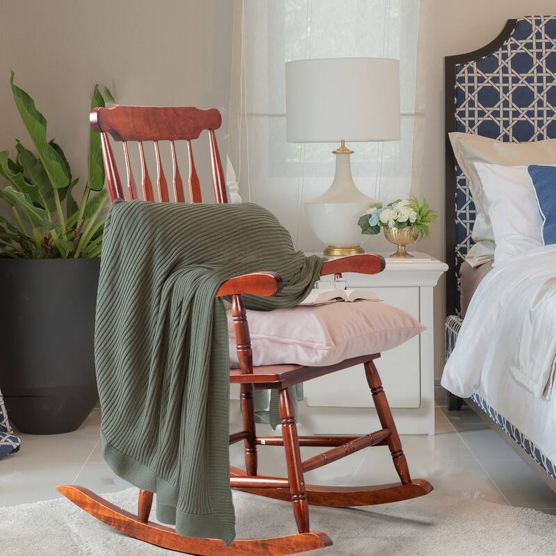 Solid Wood Patio Rocking Chair - 22.8 x 34.3 x 44.1 inch