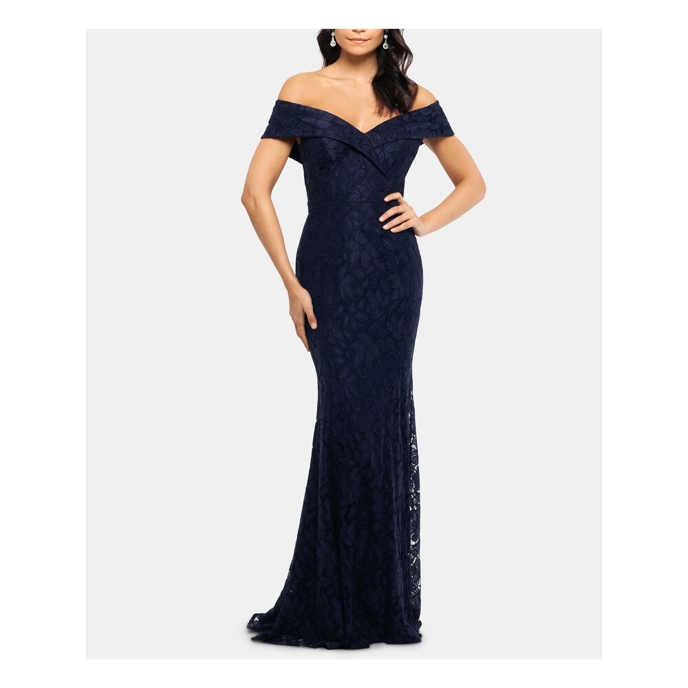 xscape off the shoulder lace dress