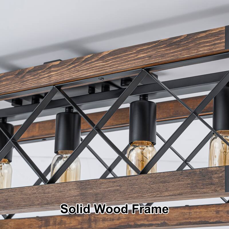 Starsky 5-Light 31.5in. Farmhouse Rectangular Lantern Flush Mount Ceiling Light