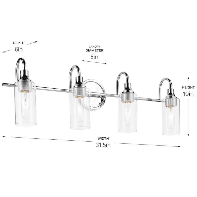 Kichler Lighting Kavi 31.5" 4-Light Vanity Light with Clear Glass in Chrome