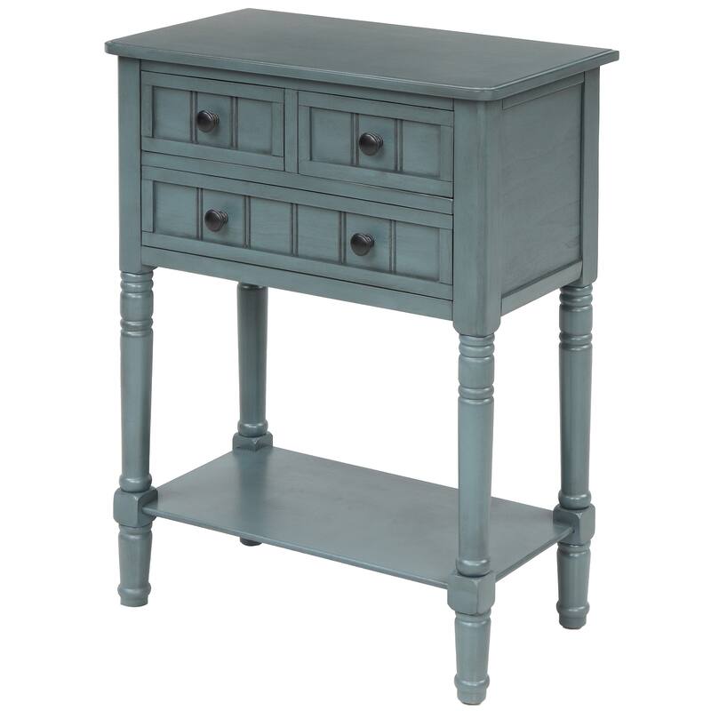 Narrow Console Table, Slim Sofa Table with Three Storage Drawers and Bottom Shelf