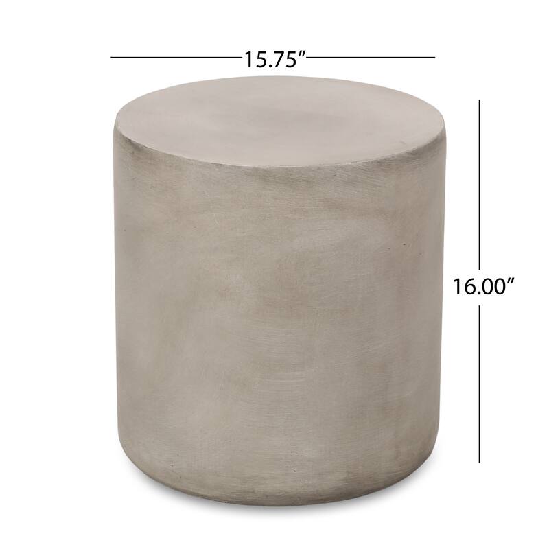 Outdoor LightWeight Concrete Side Table, Light Gray - 18.96