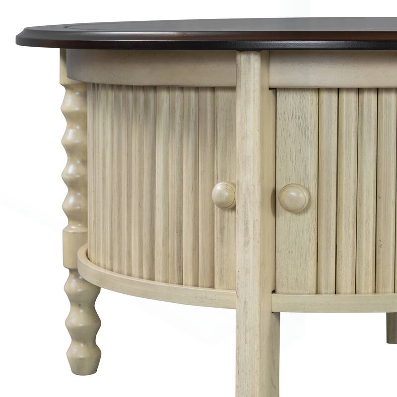 Vintage Round Coffee Table with Practical Storage for Various Rooms