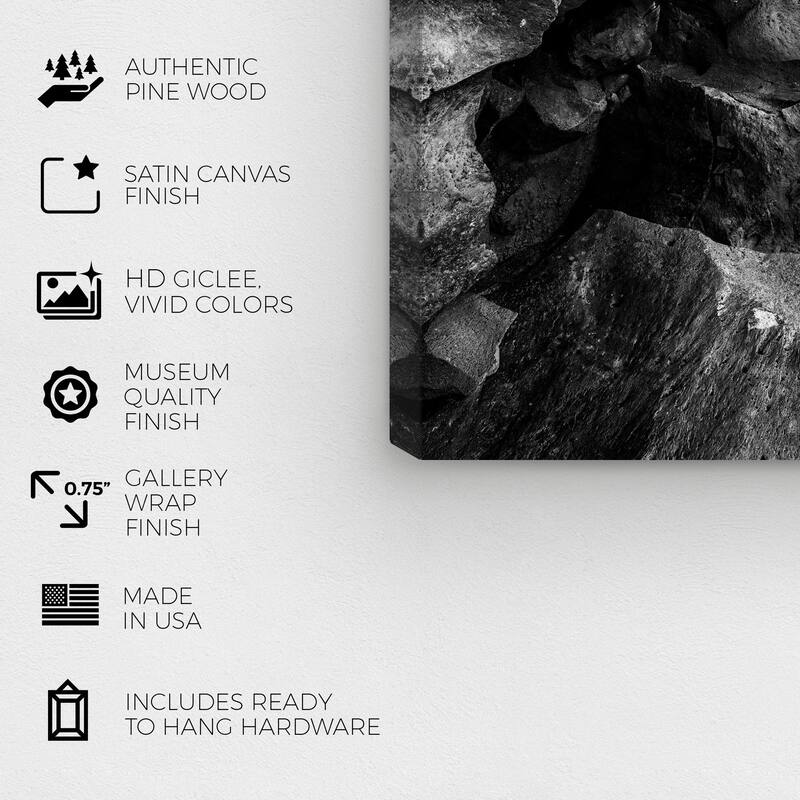 Wynwood Studio Canvas Abstract Rock Textures Black and Modern & Contemporary Wall Art Canvas Print