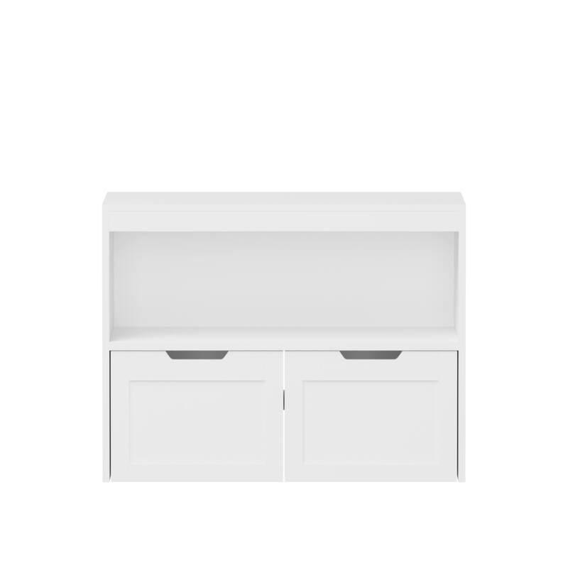 Anmytek White Storage Cabinet with Doors and Shelf Toy Organizer for Playroom and Bedroom