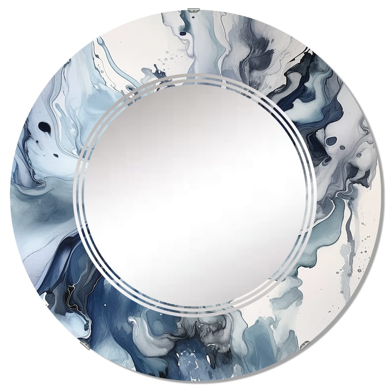 Designart "Blue and Grey Ethereal Elixir II" Abstract Modern Wall Mirror