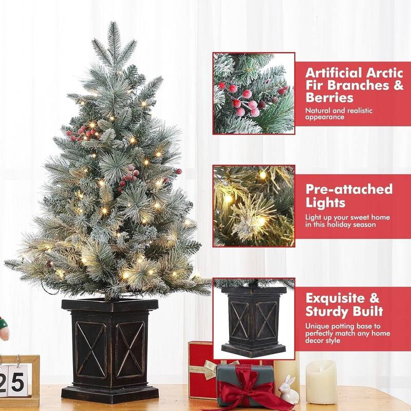 3FT Tabletop Pre-Lit Christmas Tree with LED for Indoor Home Decor