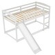 preview thumbnail 28 of 32, Minimalist Twin over Twin Wooden Floor Low Bunk Bed Kids Bed with Convertible Slide,Ladder and Guardrail