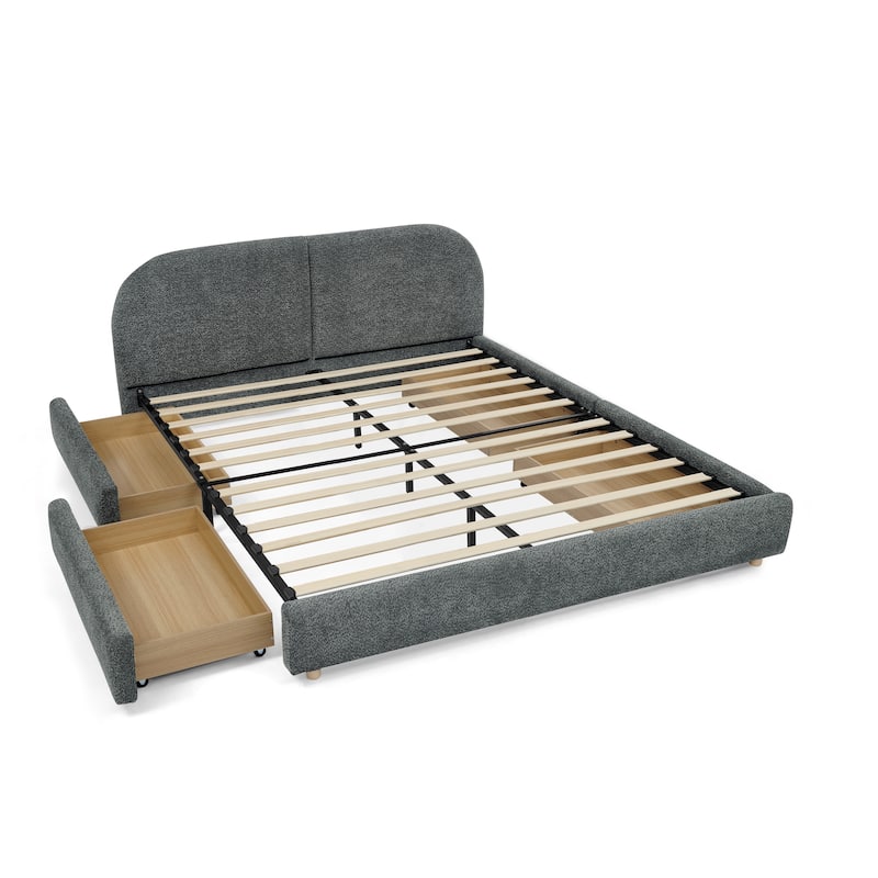 Queen Size Upholstered Bed Frame with Tall Headboard