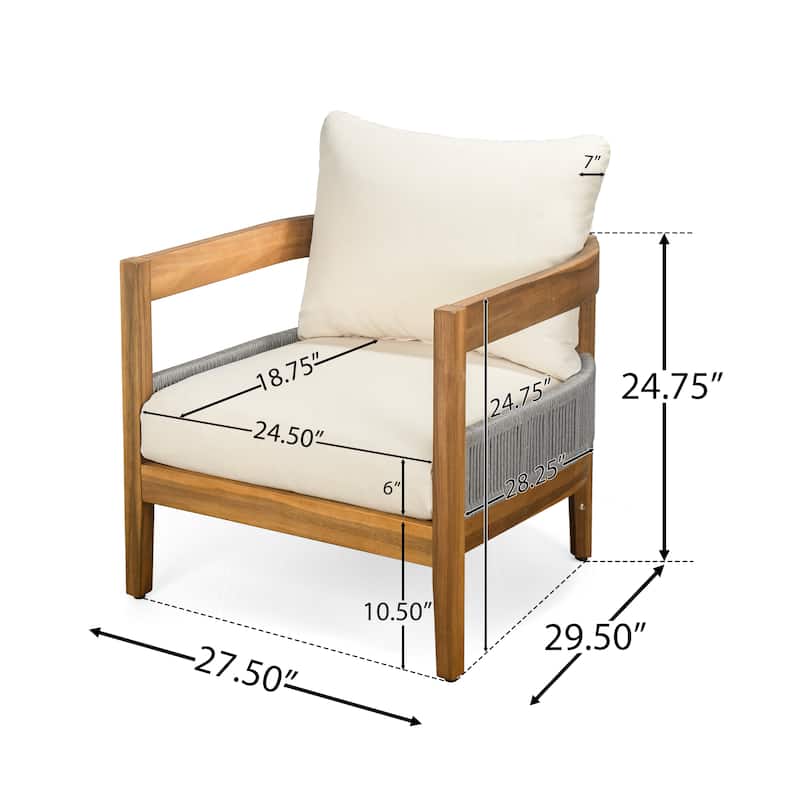 Christopher Knight Home - Carl Acacia Wood Outdoor Club Chair With Table Set