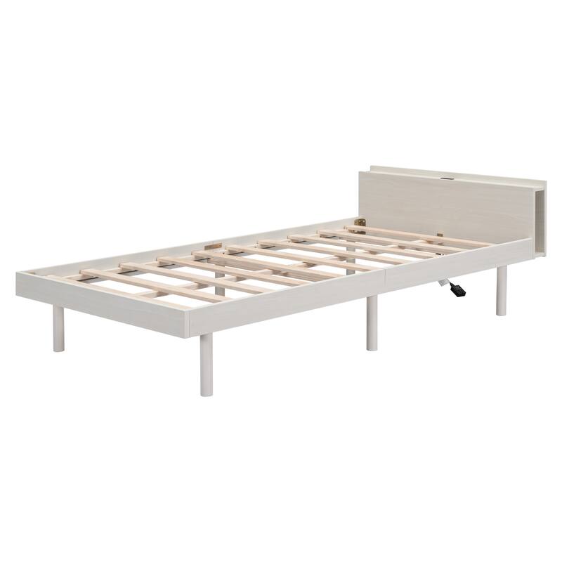 Twin Size Platform Bed Frame with Built-in USB port