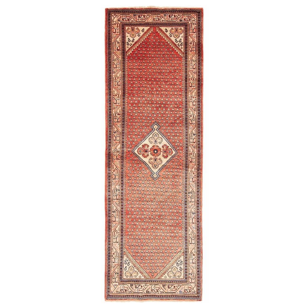 ECARPETGALLERY Hand-knotted Andelz Red Wool Rug - 3'4 x 10'1