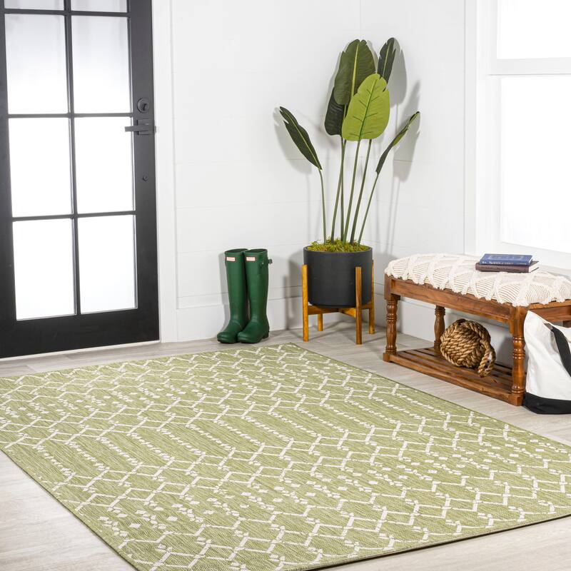 JONATHAN Y Trebol Moroccan Geometric Textured Weave Indoor/Outdoor Area Rug