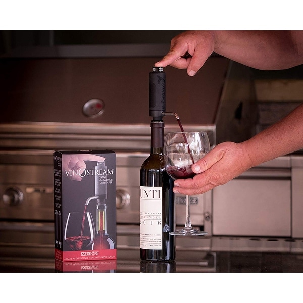 Cork Pops Vinostream 2-in-1 Wine Aerator & Dispenser, 9". Opens flyout.