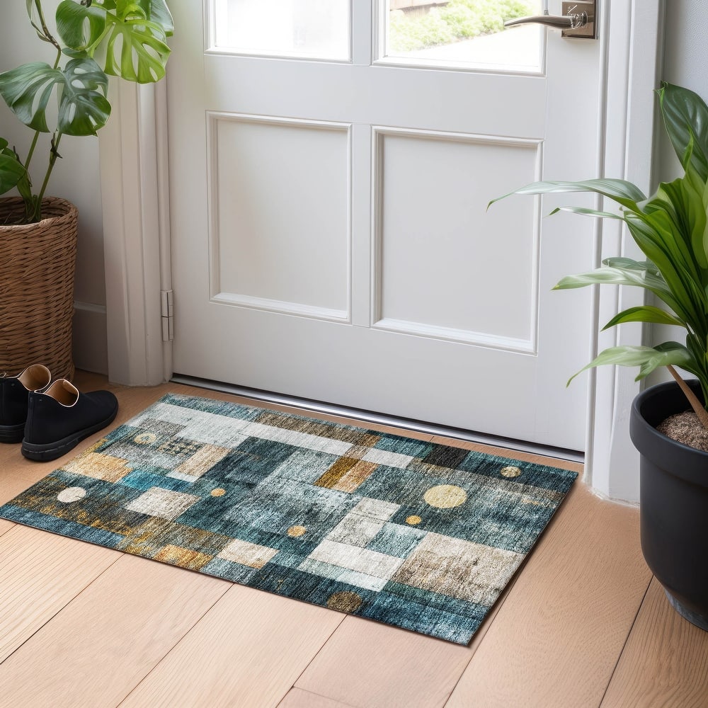 Machine Washable Indoor/ Outdoor Modern Deco Chantille Rug