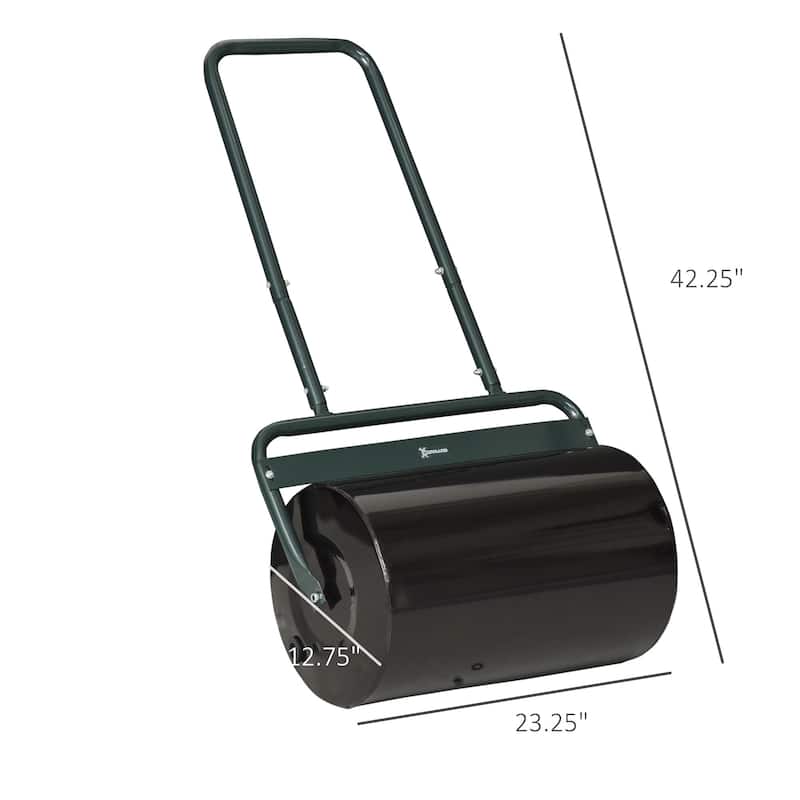 Outsunny 136.5 lbs Combo Push/Tow Lawn Roller Filled with 10 Gallons Sand or Water for the Garden, Φ12.5" x 19.75"