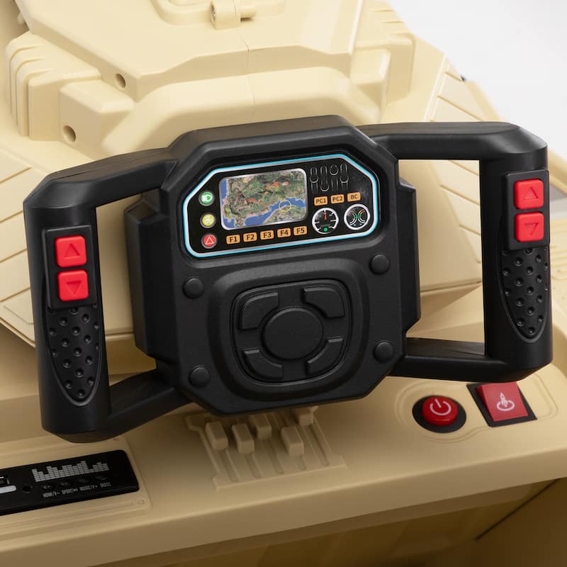 Ride-On Military Tank Ride On Car for Kids, 24V with Fighting Cannon, Rotating Turret, and Remote Control, for 3-8 Years Old