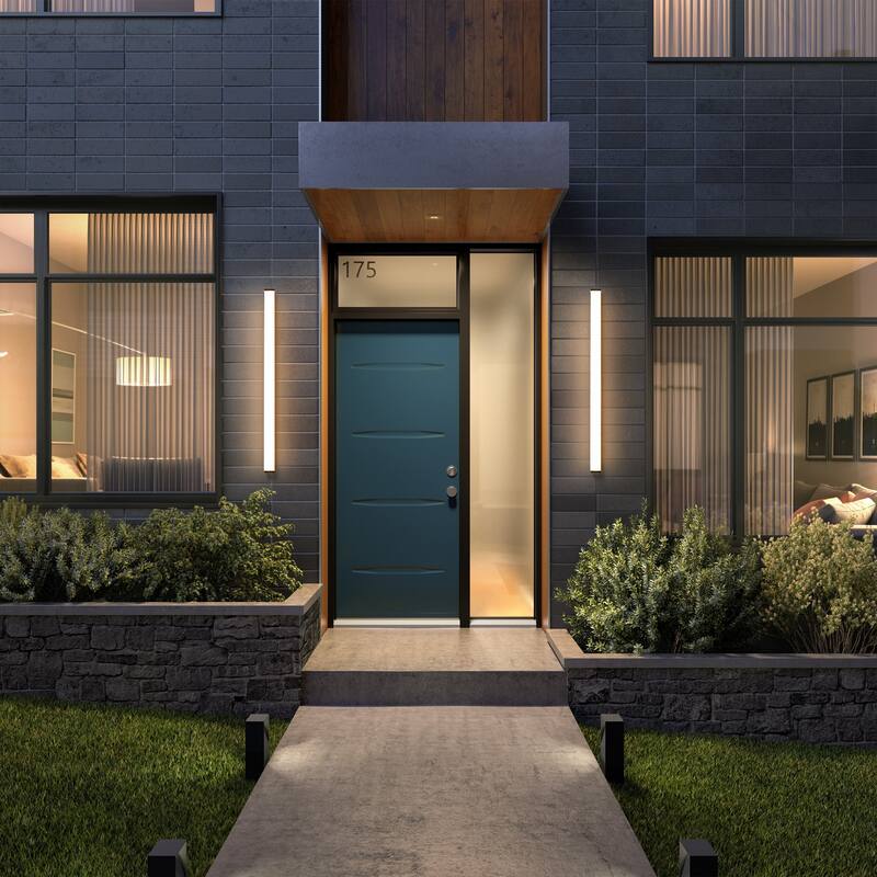 39.3 in. Modern Linear Long Strip LED Wall Sconce Black Outdoor Wall Lights/Flush Mount Patio Lights